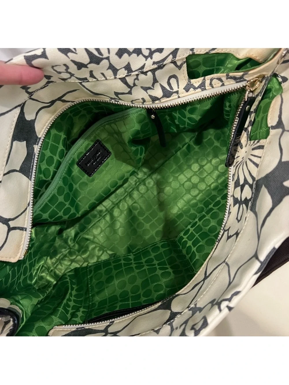 kate spade Black and Cream Floral Canvas Tote